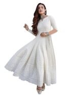 Cotton Straight Fit Straight Chikankari Long Kurti Gown