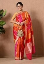 Banarasi Silk Saree - Pure Zari Work with Unstitched Blouse | Traditional Bridal for Grand Festive Celebrations - Image 3