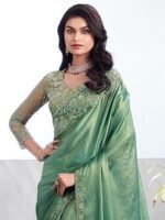 Chiffon Embellished Saree With Unstitched Blouse Piece(SILVER29001_TFH_Parent) - Image 5