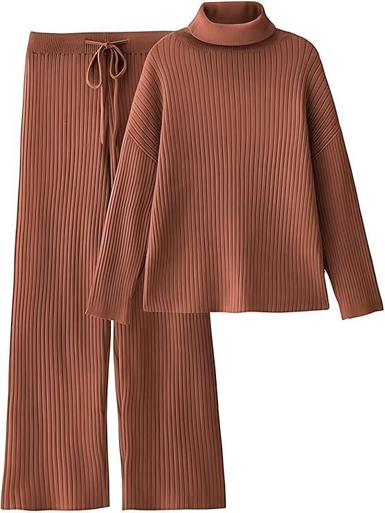 71f0NKPEsHL._SY741_-1.jpg Women’s Winter Woolen Turtleneck Sweater with Pajama | Warm Winter Wear Cord Set | Woolen Tracksuit Loungewear Set - Image 1