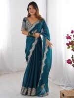 MALL Women's Multicolor Organza Embroidered Saree With Unstitched Blouse Piece (RADHA1901_RX_Parent) - Image 4