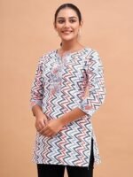Women white color printed short kurta