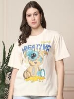 Cotton Oversized Baggy Fit Drop Shoulder Latest Aesthetic & Cool Graphic Printed Half Sleeve Tshirt for Women |Trendy Tees |Casual Loose Korean T-Shirt - Image 3