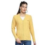 Womens Self Design V Neck Full Sleeve Cardigan