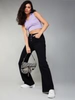 Wide-Leg High-Rise Stretchable Patch-Pocketed Denim Jeans - Image 3