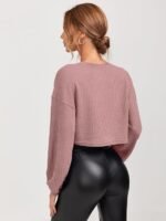 Womens Waffle Long Sleeve 2025 Fall Fashion V Neck Basics Crop Tops Slim Fitted T Shirts Going Out Crop top for Women Stylish Western Tops - Image 5