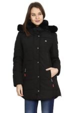 Women's Nylon Jacket Water Proof Full-Sleeved Winter Jacket with Hood For Minus Degree