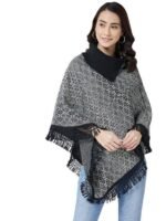 Wool Blend Striped Poncho for Women for Winter