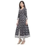 Cotton Relaxed Fit Anarkali Bandhej Printed Kurta - Image 3