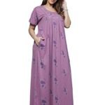 Cotton Nighty for Women |  Printed Night Gown for Women with Pocket | Maxi Nighty, Comfortable Sleepwear for Daily Use