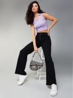 Wide-Leg High-Rise Stretchable Patch-Pocketed Denim Jeans - Image 4