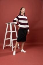 Women’s Woolen Striped Pullover Sweater | Full Sleeve Round Neck Winterwear | Cozy Warm Stylish Regular Fit Winter Sweater - Image 4
