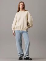 Women's Fleece Sweatshirt Solid Pattern with Classic Round Neck(Beige,XL) - Image 2