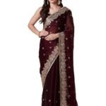 Multicolor Organza Embroidered Saree With Unstitched Blouse Piece (MAYURI1001_AB_Parent)