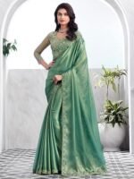 Chiffon Embellished Saree With Unstitched Blouse Piece(SILVER29001_TFH_Parent) - Image 3