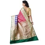 Pure Silk Minakari Banarasi Wedding Saree with bp (Pink, Blue) - Image 3