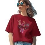 Embroidered Loose Fit T-Shirt for Women, Cotton Blend, Short Sleeve, Office Wear Comfy T-Shirts for Women's