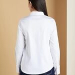 Women's Petite White Fleece Shirt