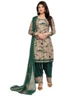 Printed Dress Material - Unstitched Crepe Fabric Kurti, Pants & Dupatta Set - Image 2