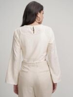 Ready To Wear Saree For Women Maroon Georgette One Minute Readymade Stitched Scalloped Border Lace With Unstitched Blouse - Image 3