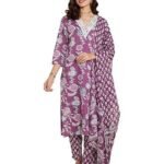 Blend Regular Cotton Rich Printed Kurta Pant Set with Dupatta