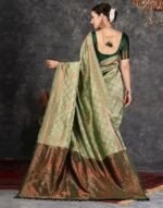 Banarasi Jacquard Soft Silk Kanjeevaram Saree with Unstitched Blouse Piece - Image 2