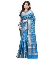 Women blue color banarasi saree - Image 2