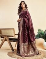 Banarasi Soft Silk Saree Pure Silk with Unstitched Blouse Piece - Image 3