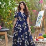 Women's Georgette Digital Floral Printed Gown Dress for Women (Dress2 35)