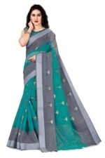 Woven Cotton Blend Saree With Blouse Piece