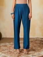 Women's Embroidered & Printed Rayon Kurta & Viscose Pant with blue Dupatta Set - Image 5