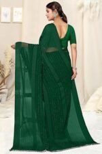 Georgette Solid Saree with Blouse Piece - Image 5