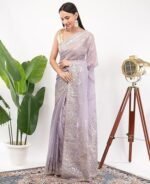 Silk Saree with Hand Zari Embroidery  Festive & Occasion Wear - Image 3