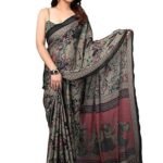 Plain Weave Chiffon Ethnic Motif Printed Saree with Blouse Piece
