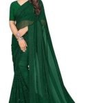 Georgette Solid Saree with Blouse Piece