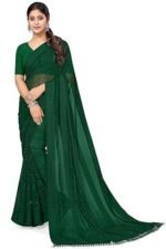 Georgette Solid Saree with Blouse Piece