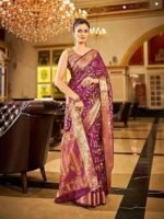 kanjivaram banarasi silk saree for Patola festival Wedding silk with rich pallu Design sarees for women with blouse piece - Image 4