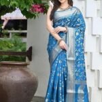 Women blue color banarasi saree
