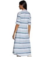 Casual Below The Knee Cotton Flared Printed Dress - Image 7