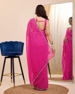 Soft Georgette Stylish Printed Ready To Wear Saree - Image 4