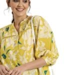 Women Cotton Floral Regular Fit Tunic Shirt