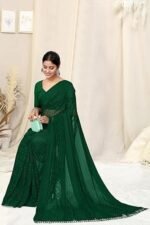 Georgette Solid Saree with Blouse Piece - Image 4