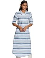 Casual Below The Knee Cotton Flared Printed Dress - Image 3