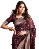 Banarasi Soft Silk Saree Pure Silk with Unstitched Blouse Piece
