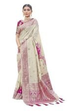 Trendy Jacquard Work Woven Saree with Unstitch Blouse Piece - Image 2