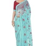 Women's Net Embroidered Work Saree With Blouse Piece