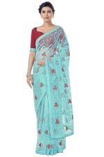 Women's Net Embroidered Work Saree With Blouse Piece