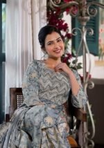 Design a New Zigzag Print with Three Layer gethering Anarkali Set for Women Ready to wear