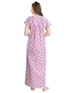 Cotton Nighty for Women | pink Printed Night Gown for Women with Pocket | Maxi Nighty, Comfortable Sleepwear for Daily Use - Image 4