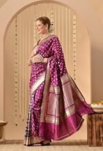 Banarasi Silk Zari Weave Handloom Saree - Pink - Image 4